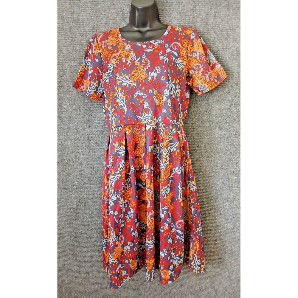 Lularoe Women's Floral Jacquard Amelia Dress XL Fit Flare A-Line Floral Paisley